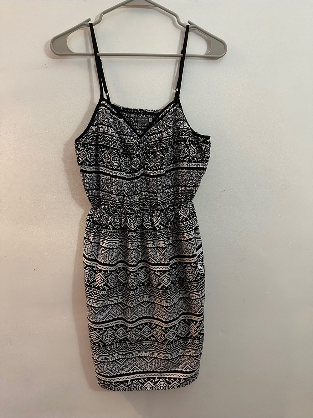 EARTHBOUND Black & White Aztec-Print Mini Dress